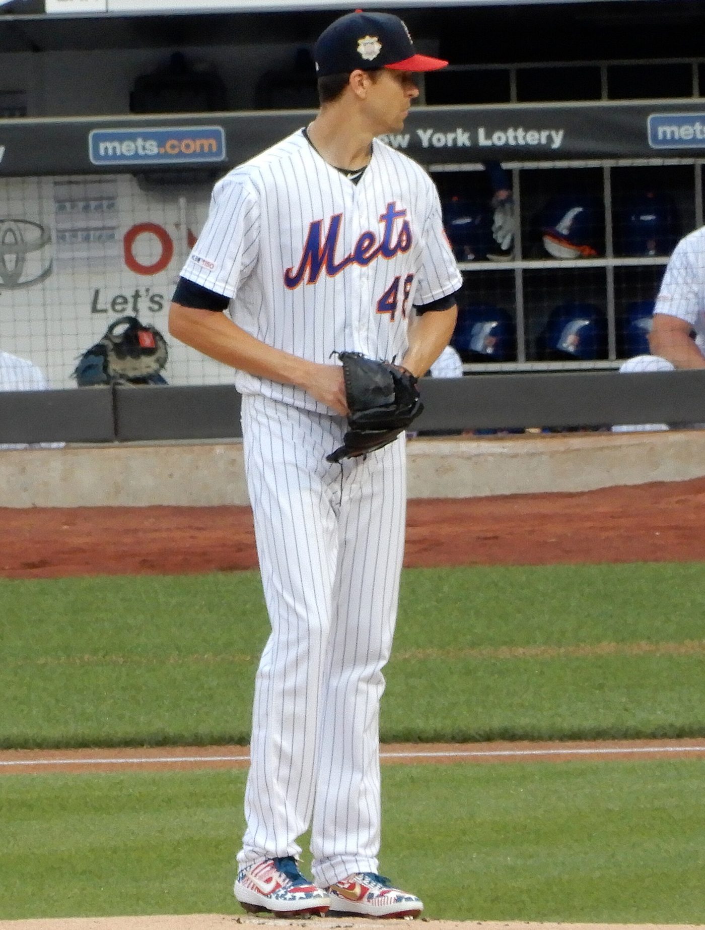 Jacob deGrom, whose start in Arlington sits underneath the largest whole number run line on tonight's board