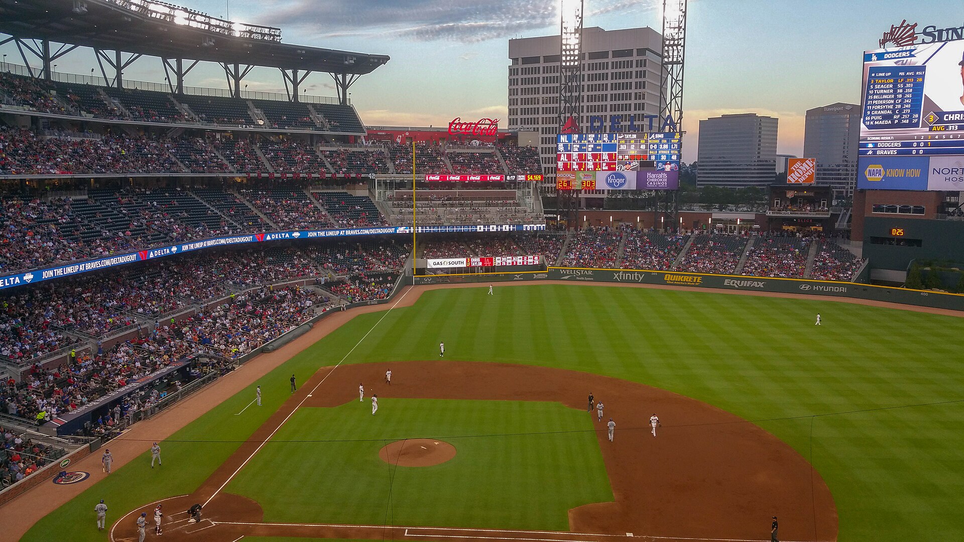 Truist Park in Atlanta, host of the Dodgers and Braves game the model prices closest to a coin flip